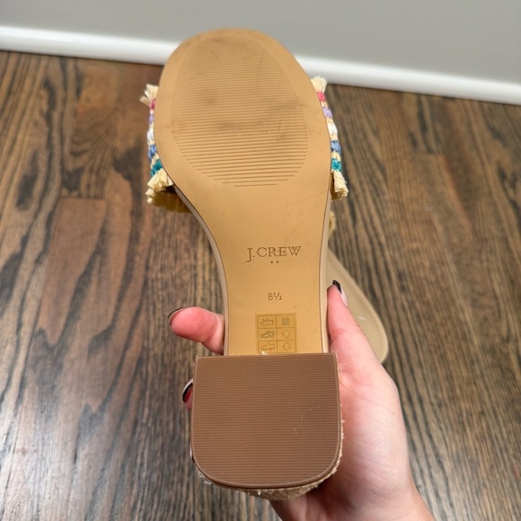 J. Crew Woven Mule Straw Slip On Rubber Sole Rainbow Raffia Heel Sandals 8.5 - Picture 7 of 7